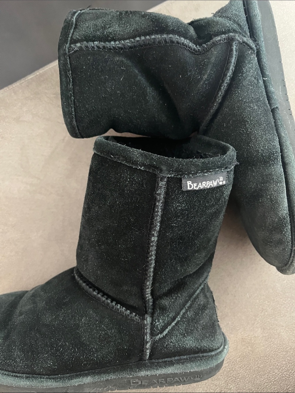 BearPaw Black Suede Short Boots